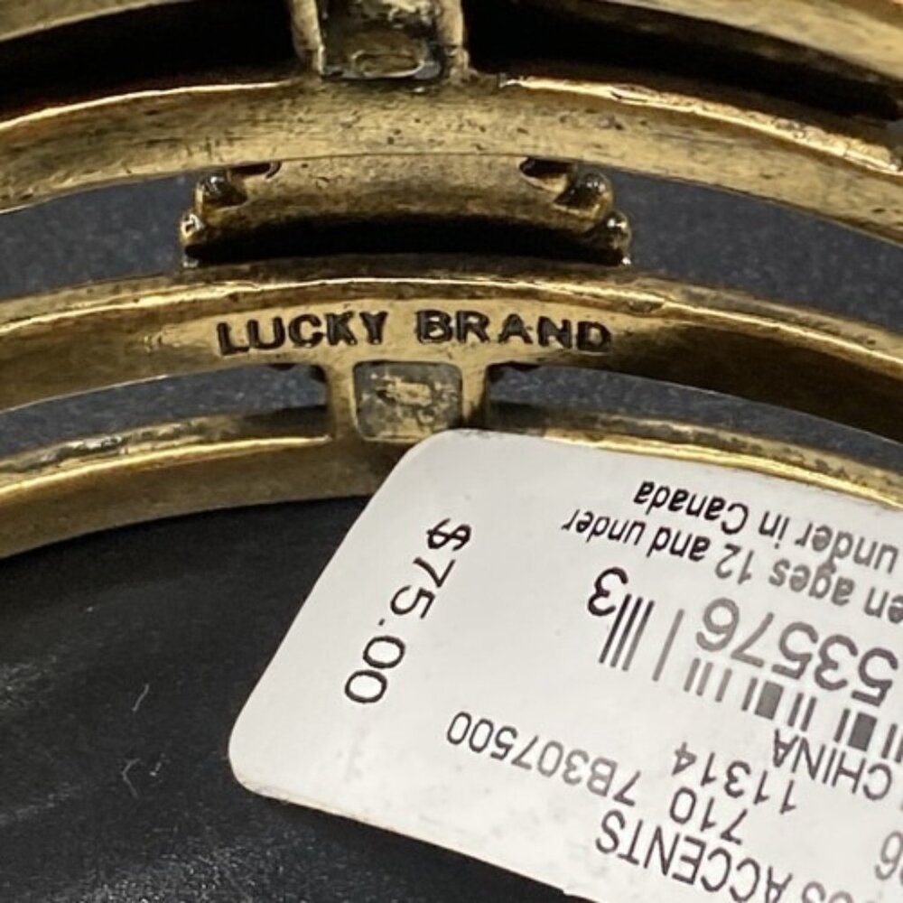 Signed Lucky Brand Bracelet Turquoise Elements Large Cuff Gold Tone NWT Western - Picture 7 of 12